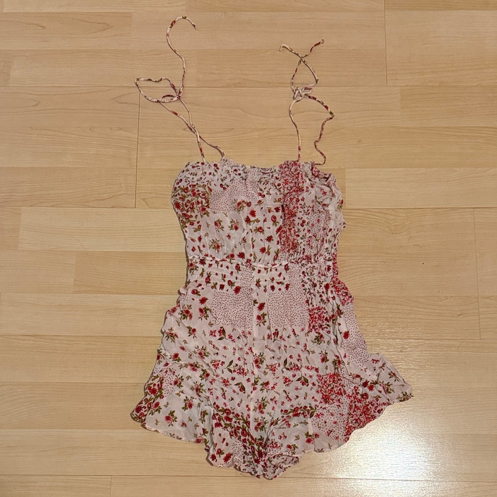 Zara Pink Floral Spaghetti-Strap Romper